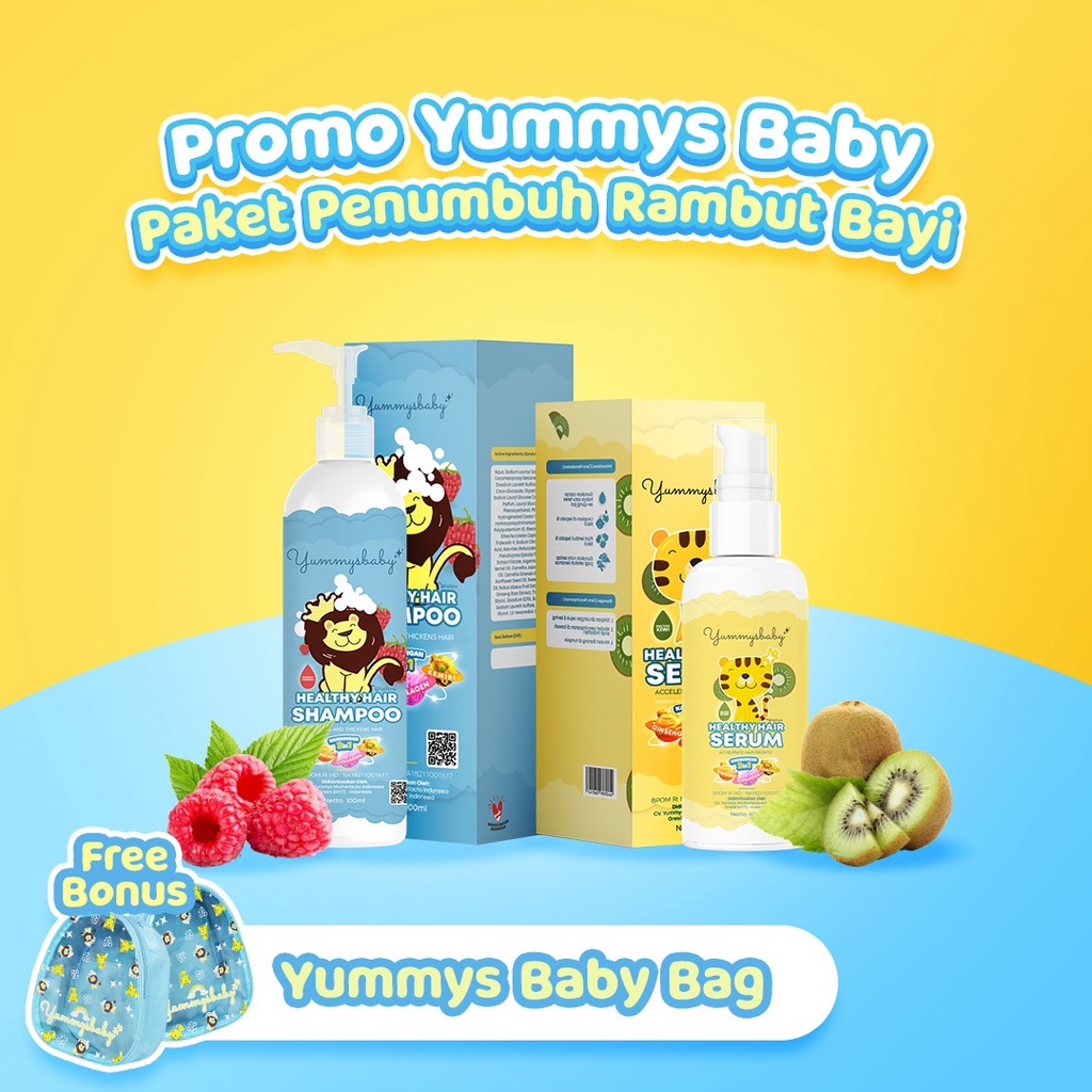 Yummys Baby Shampoo &amp; Serum Penumbuh Rambut Bayi- FREE YUMMYS BABY BAG &amp; YUMMYS BABY COMB