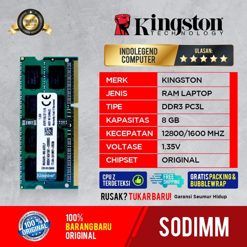 KINGSTON SODIM DDR3L 8GB PC12800