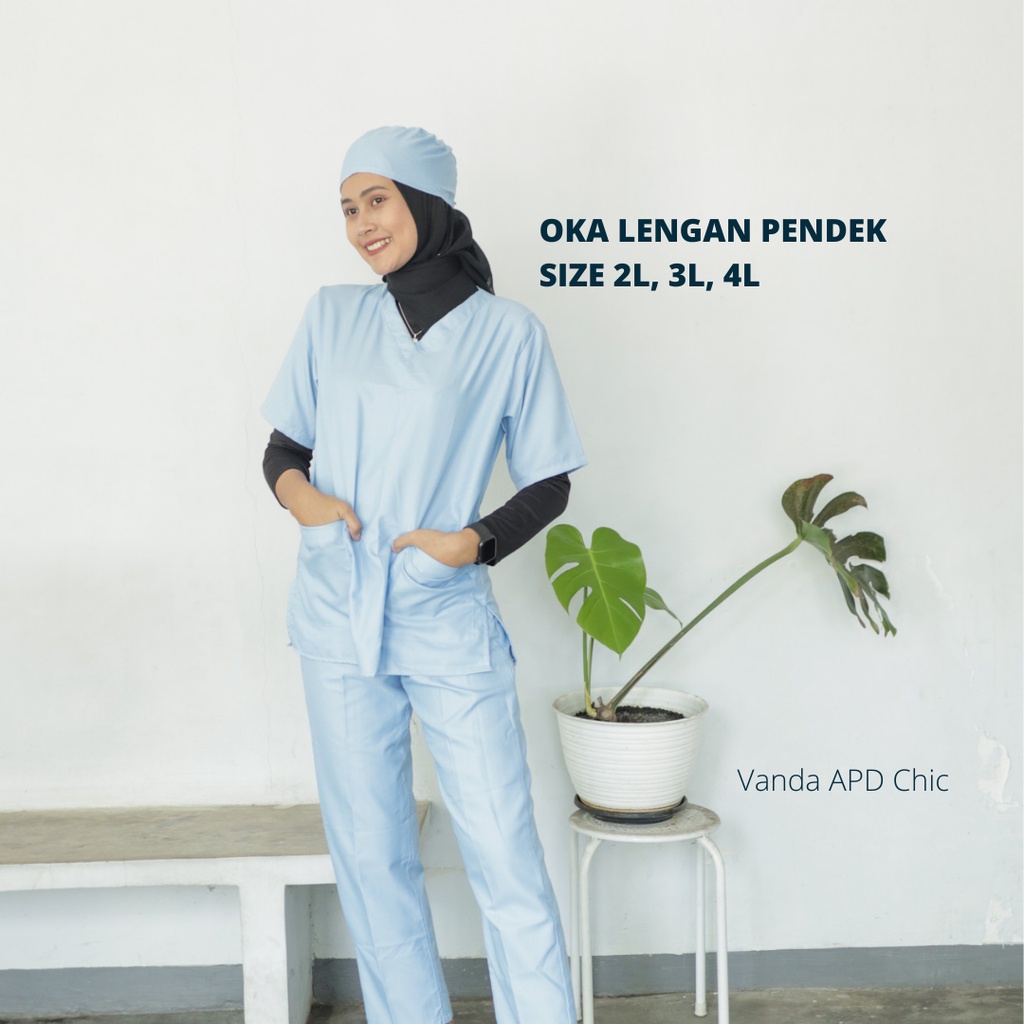 BAJU JAGA LENGAN PENDEK KRAH V/BAJU OK/BAJU SCRUB/SERAGAM PERAWAT