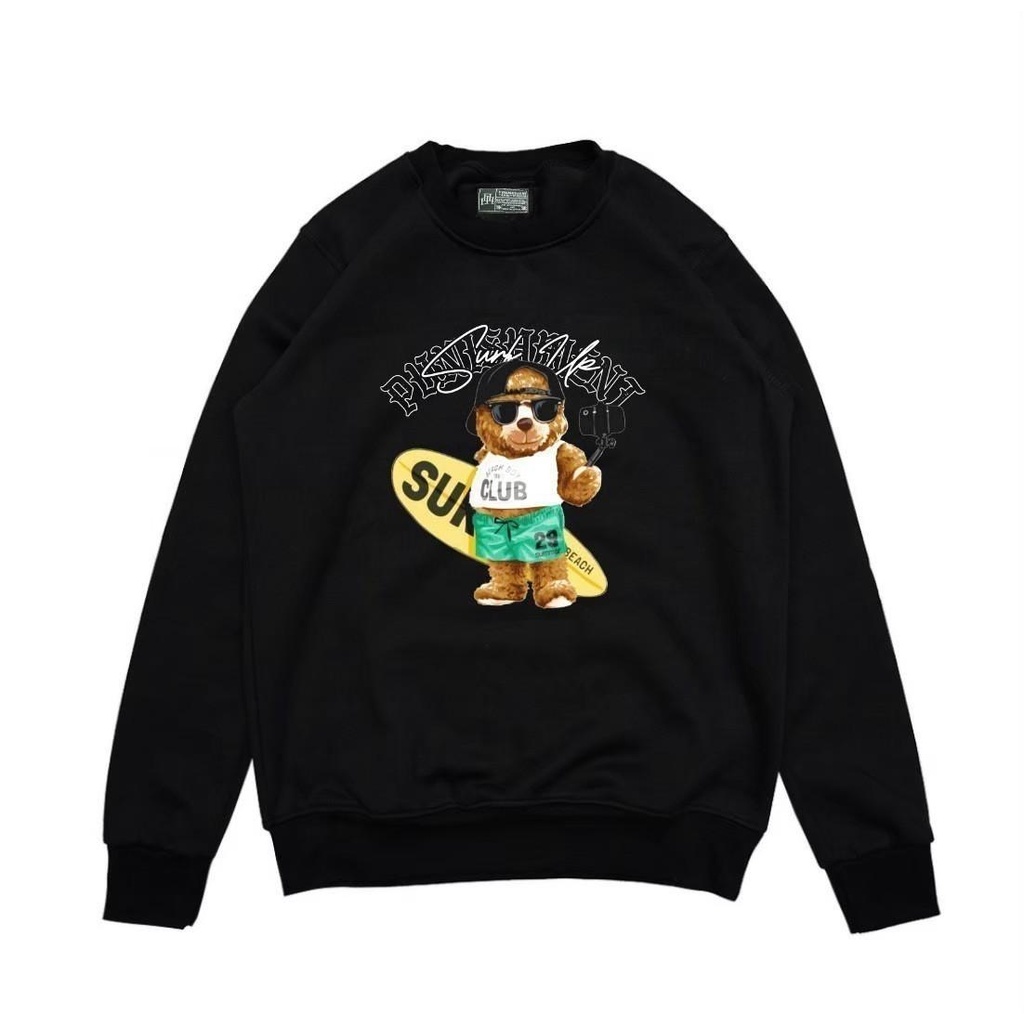 SWEATER CREWNECK SWEATSHIRT BONEKA BERUANG LUCU OVERSIZE PRIA WANITA M L XL XL VIRAL TIKTOK HAPPINES BEAR BEAR