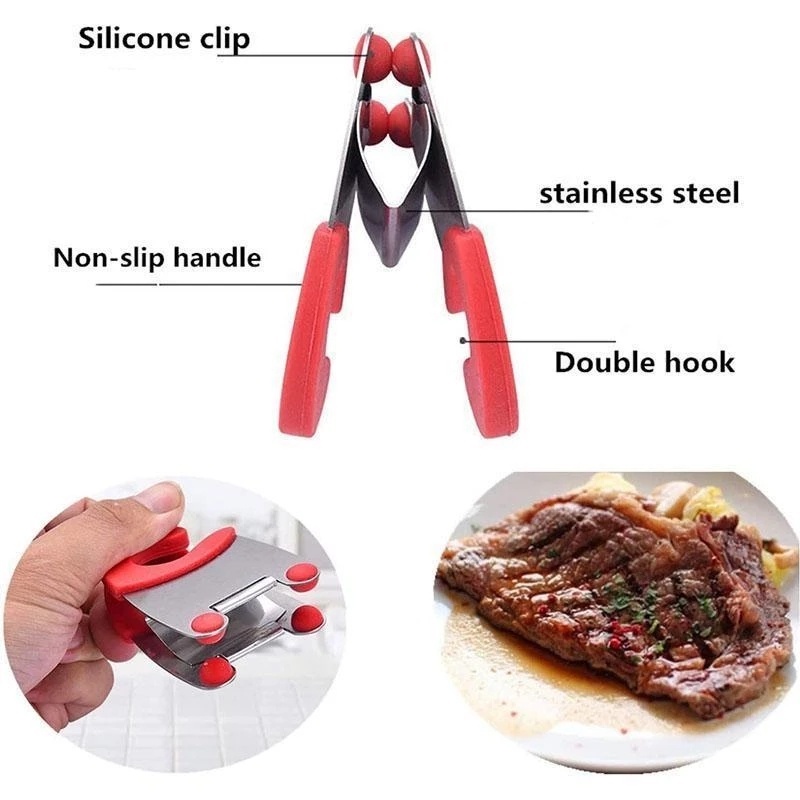 Klip Holder Spatula Sendok Garpu Piring Bahan Stainless Steel Anti slip Hemat Ruang Serbaguna Untuk Aksesoris Dapur