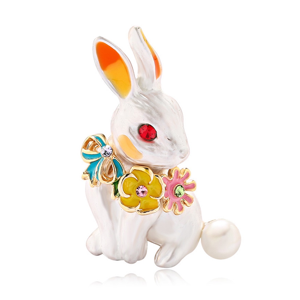 Bros Pin Enamel Bentuk Kelinci Aksen Berlian Imitasi Untuk Wanita