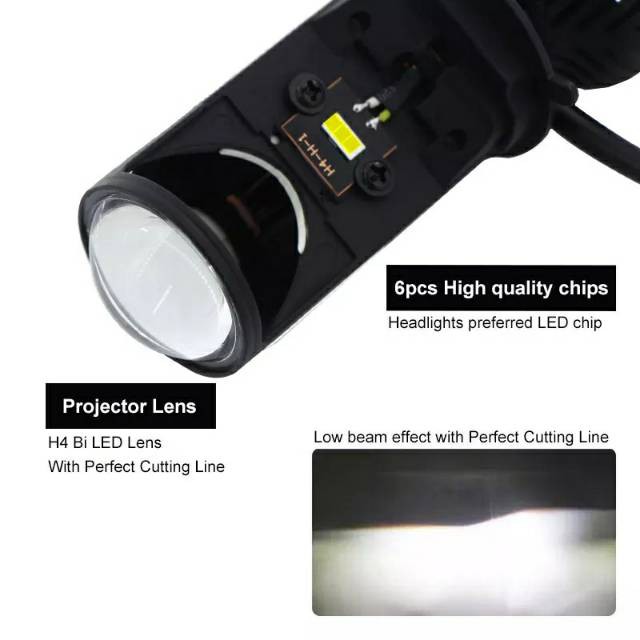 PROJECTOR MINI LED H4 PNP HI LOW | PROJIE LED HS1 HI LOW MINI - LAMPU MOTOR - AKSESORIS MOTOR -