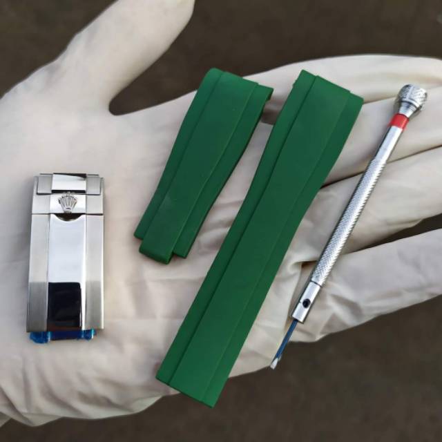 Rubber Strap For Submarine Tali Jam Karet Rolex Curve - Hijau