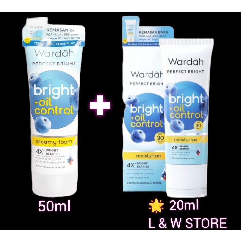 Wardah Perfect Bright Creamy Foam &amp; Perfect Bright Moisturizer Spf 30++