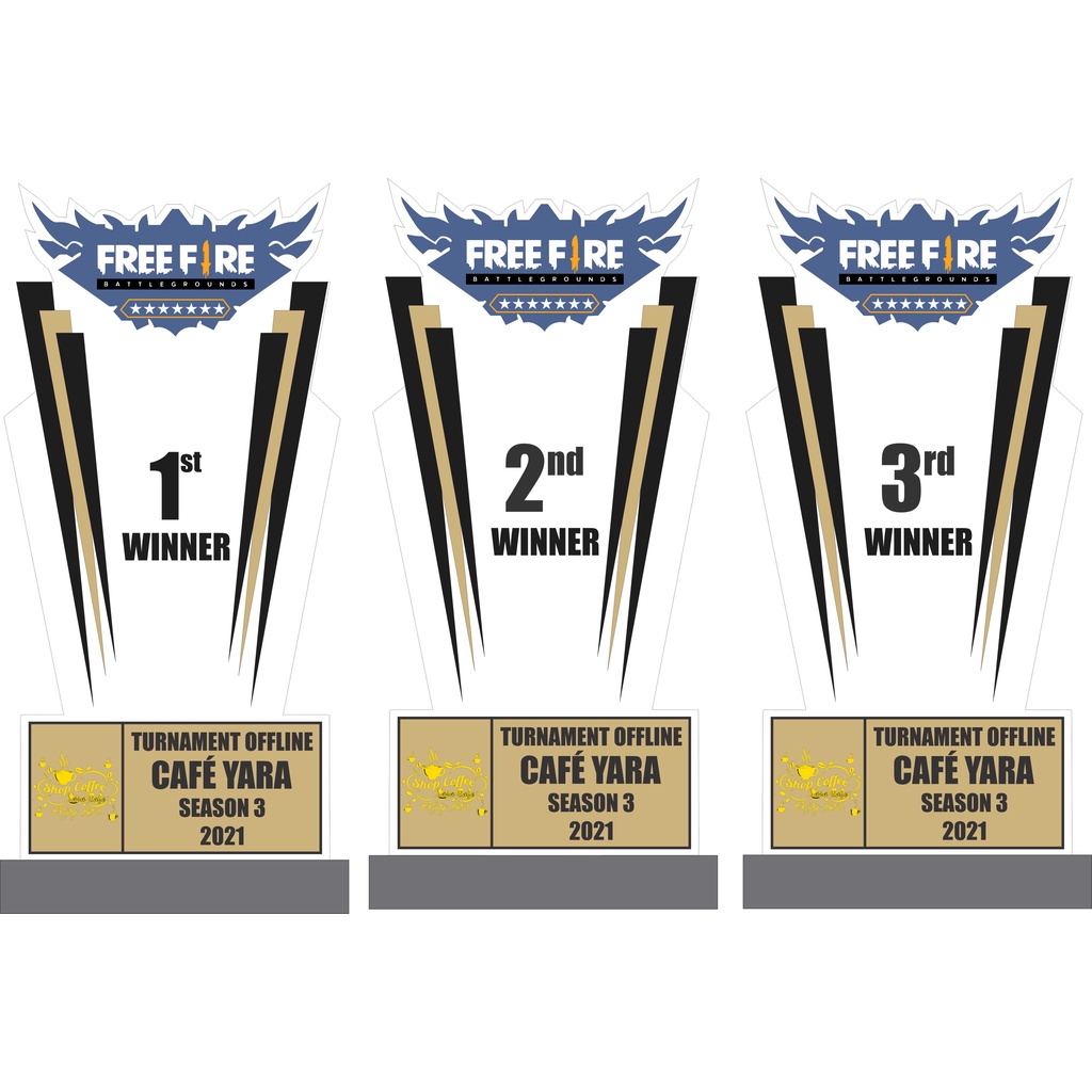 1 Set FREE FIRE/Piala Free Fire/Trophy Free Fire/Plakat Free Fire/Bahan akrilik 3mm/Bisa Custom