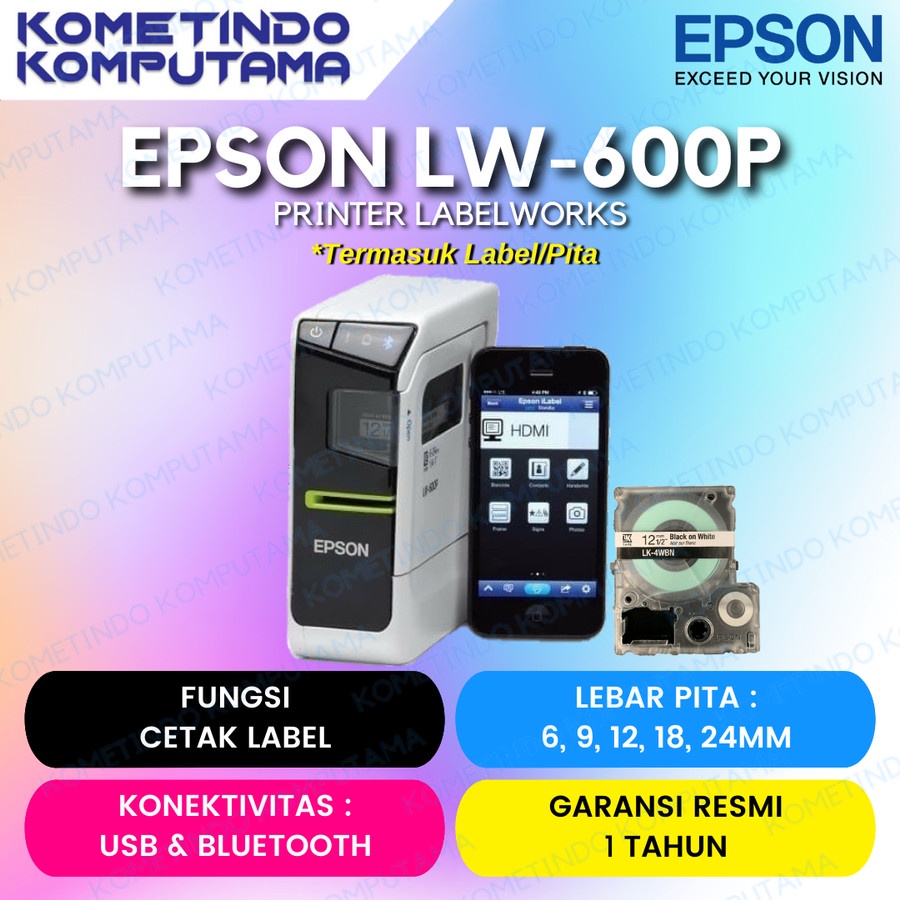 LabelWorks LW-600P Printer Epson yang bisa terkoneksi Bluetooth