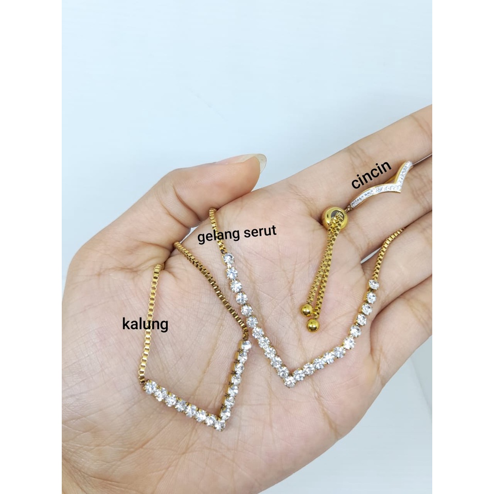 Gelang Titanium Fuji / Gelang Aurel V Viral / Satu Set Gelang dan Cincin Fuji / Anti Karat dan Luntur / Awet Tahan Lama