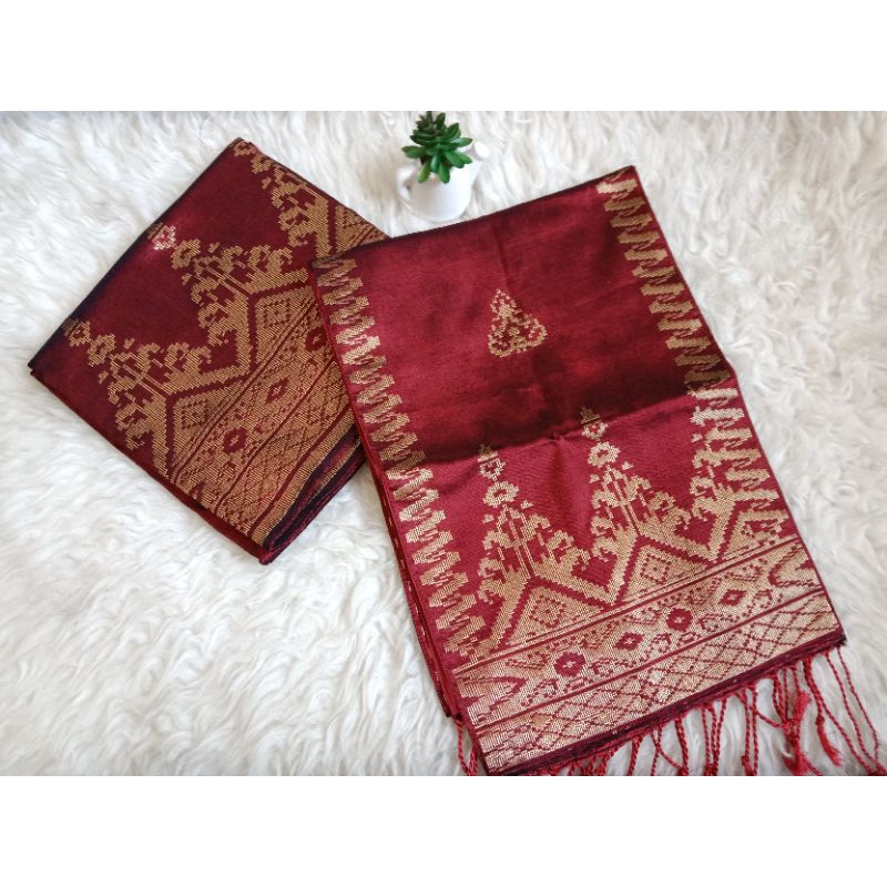 songket silungkang warna merah hati