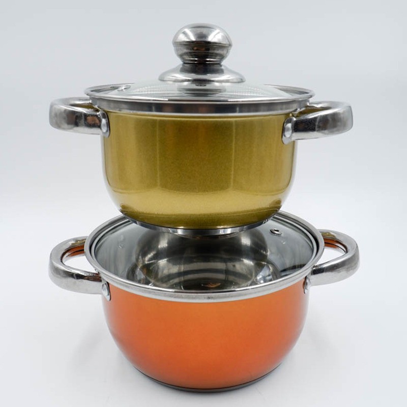BISTRO BO-1604 2 set panci stainles warna (16cm,18cm) (WARNA RANDOM)