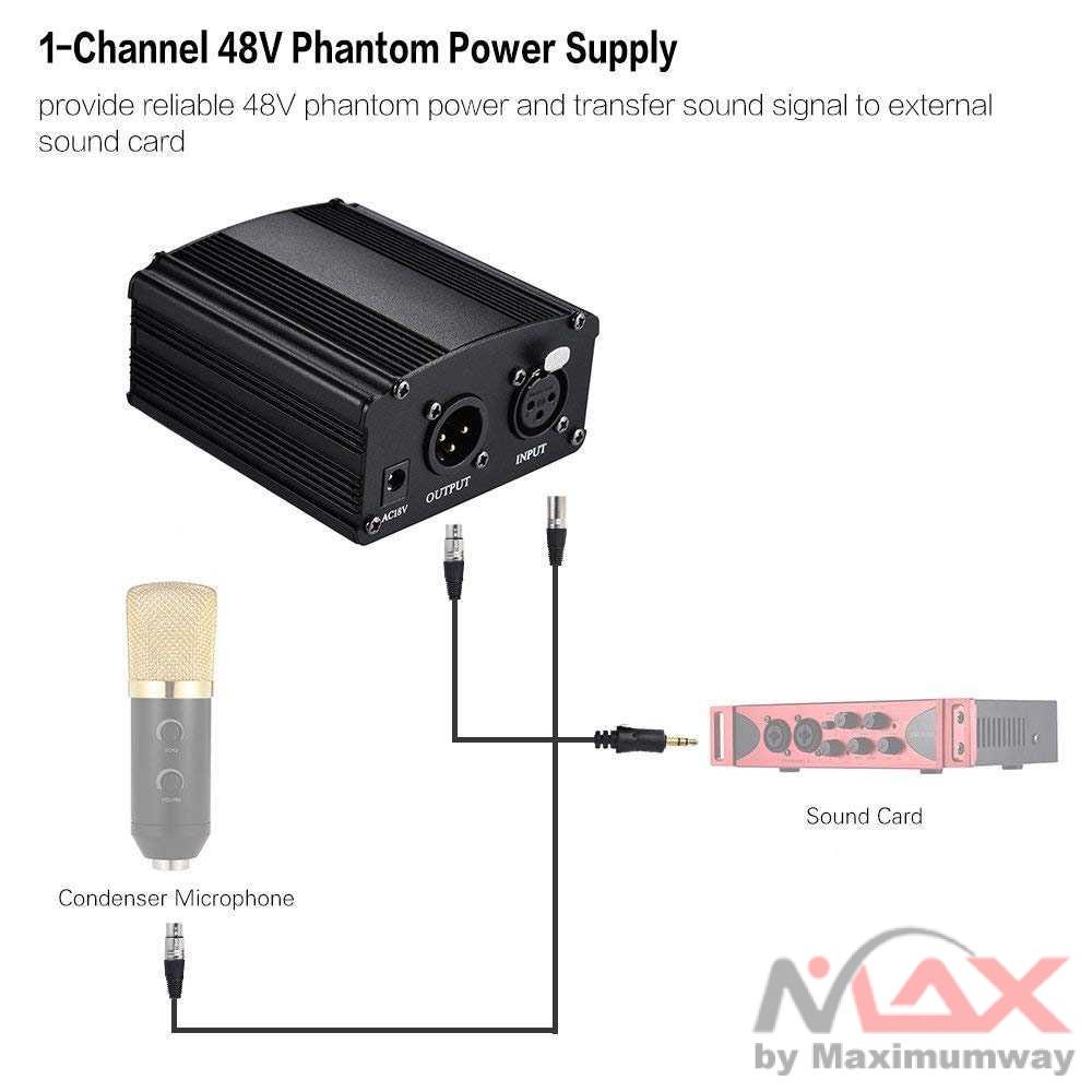 TaffSTUDIO [YG BELI MIC CONDENSER WAJIB BELI INI] Phantom Power Microphone 1 Channel 48V Supply Mic RU-P48V Warna Hitam Condenser mic pengeras power 48Volt pengeras suara power condensor penjernih low noice / pengeras mic / POWER / BM700 / BM800 / BM8000