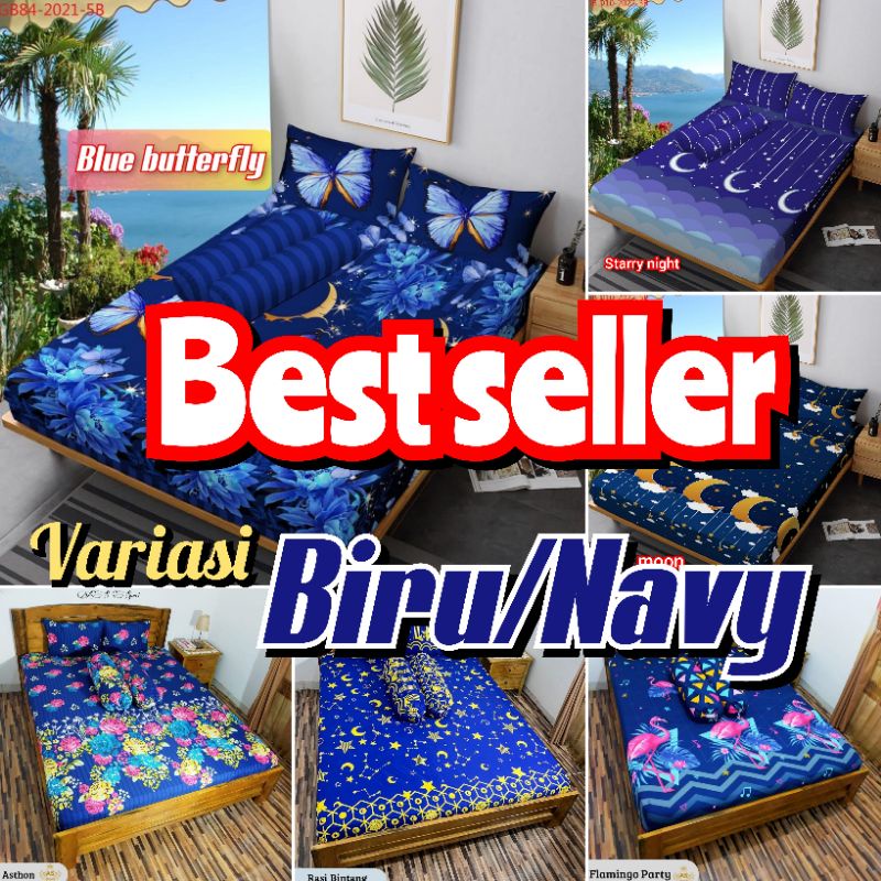 sprei warna biru navy Doraemon emon sprei homemade katun halus lembut