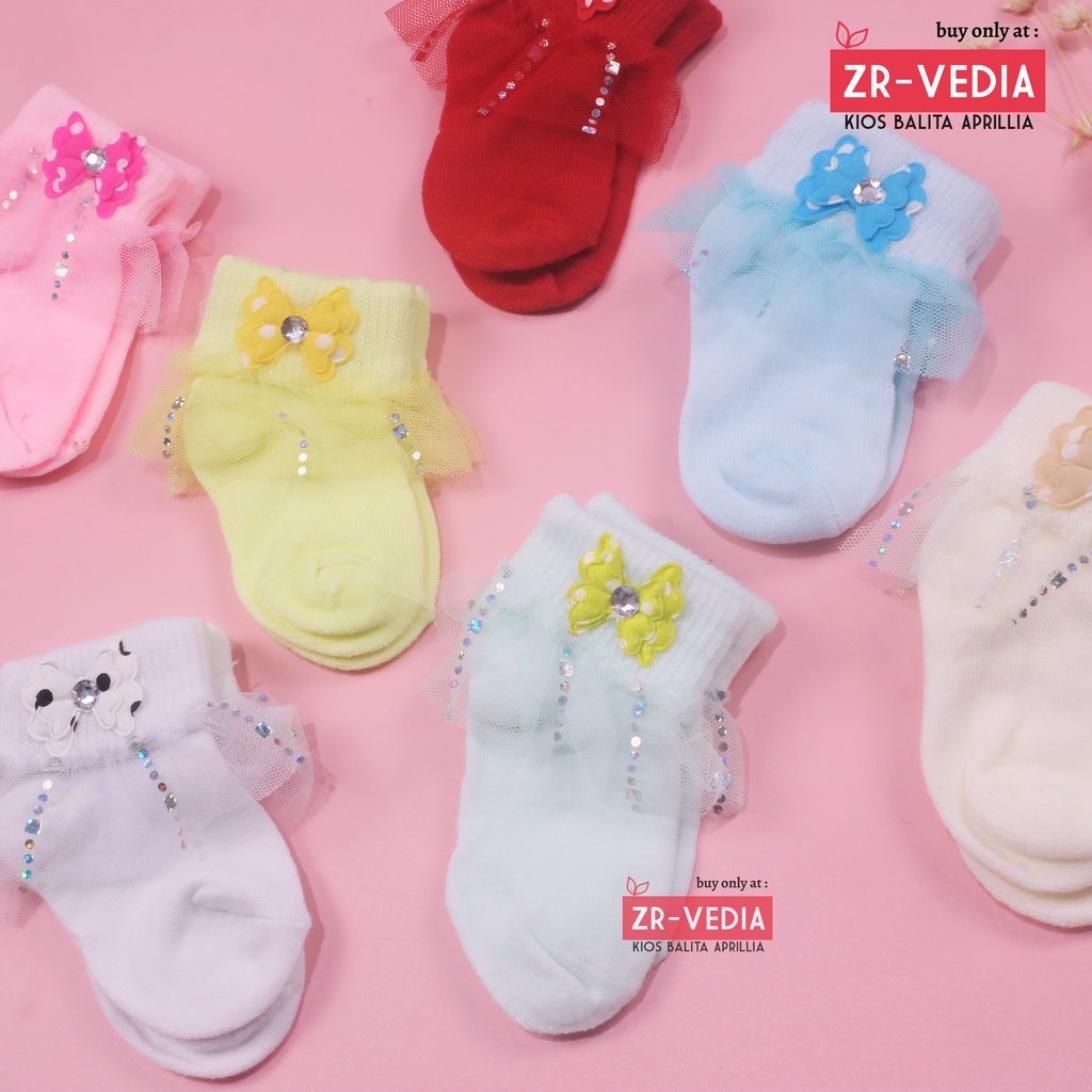 (IMPORT) Kaos Kaki Baby New Born 0-12 Bulan Pita Renda / Rajut Halus Kids Socks Bayi Perempuan Polos