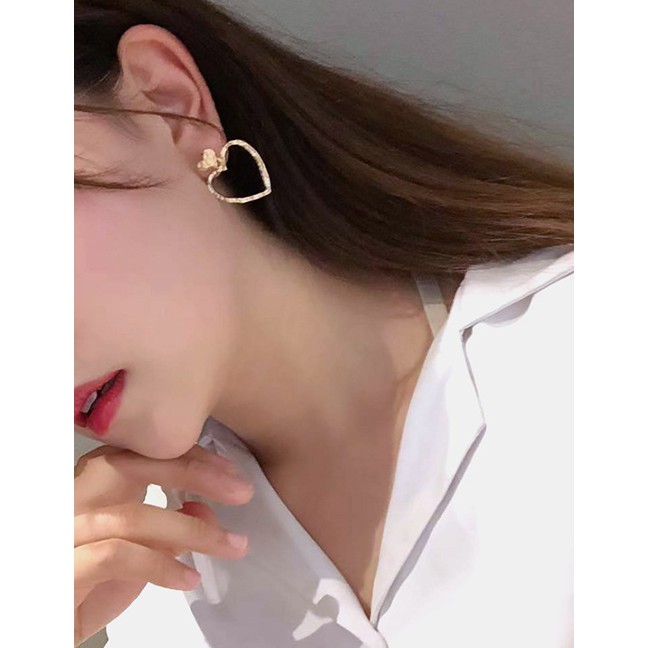 LRC Anting Tusuk Fashion Golden Matte Gold Love Bump Irregular Earrings D67338