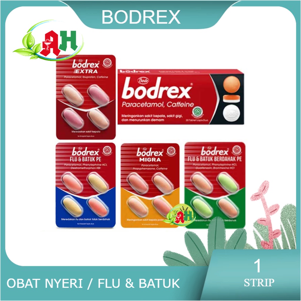 Bodrex Merah / Bodrex Migra / Bodrex Extra / Bodrex Flu Batuk Bodrek Bodreks tablet Obat