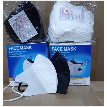 Masker Duckbill Duckbil 50 Pcs Murah 1Box Putih Hitam