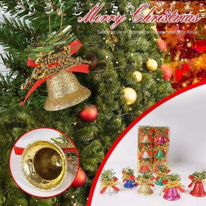 6pcs / Kotak Liontin Jingle Bell Untuk Dekorasi Pohon Natal