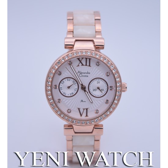Jam Tangan Alexandre Christie Ac 2514  Rose Gold White Original
