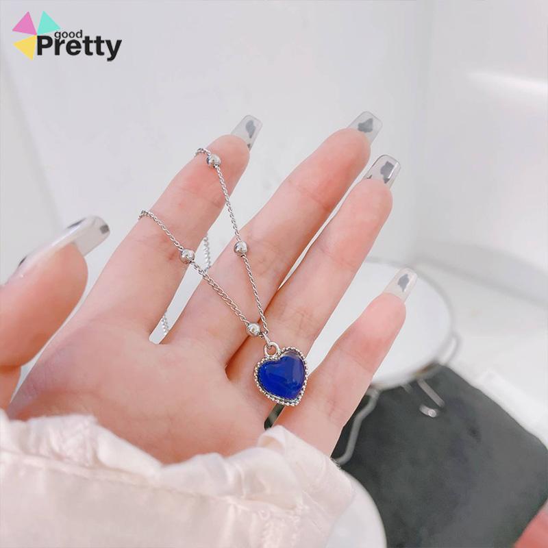 Kalung Cinta Berubah Warna Hangat Desain Niche Wanita Manis Keren Fashion Kalung All-Match - PD