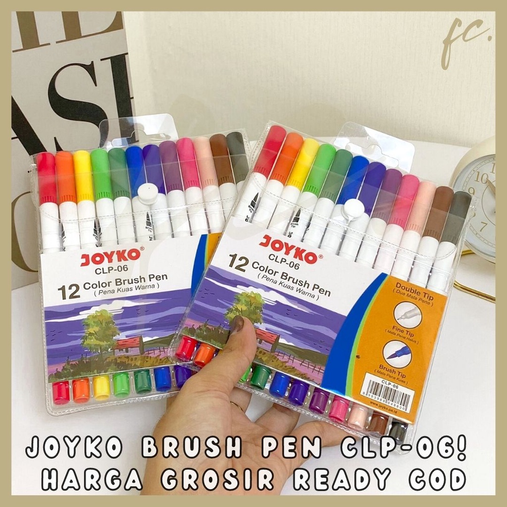 

Set Color Brush Pen Pena Kuas Warna Joyko Original CLP-06 Pcs 2 in 1 Coloring Sketch Doodle Fine Brush Tip Spidol Warna Harga Grosir Ready COD