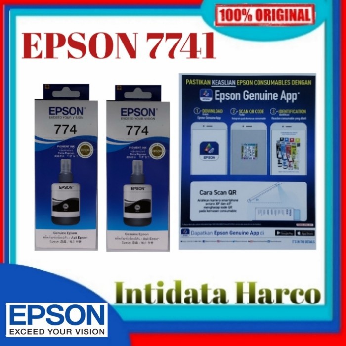 TINTA BOTOL EPSON T 774 BLACK ORIGINAL 100% T7741 T774 B BK HITAM 7741 T7741