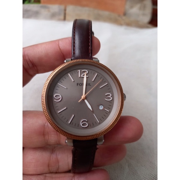 jam tangan fossil jengkol coklat jadul vintage buyut