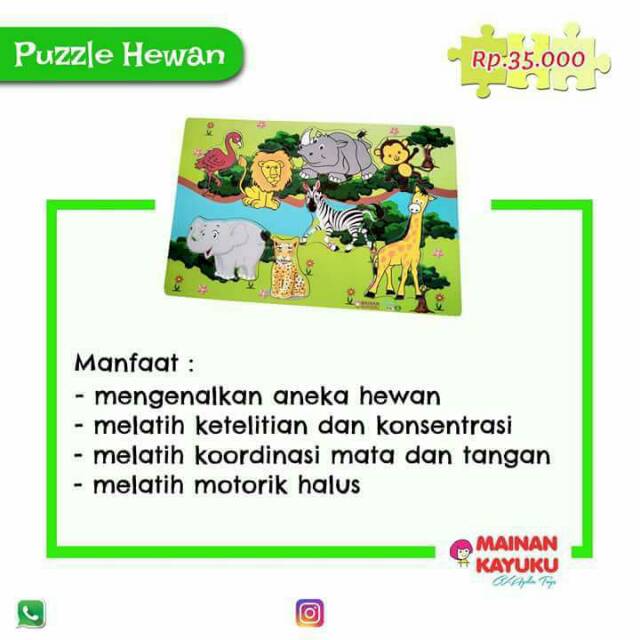 Mainan Kayu Edukasi Puzzle hewan