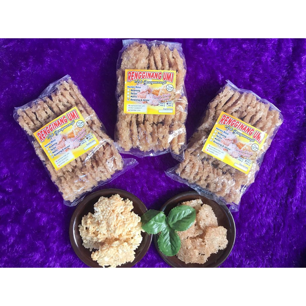 

Rengginang ±40 pcs rasa terasi, bawang, bawang dan terasi, dan manis