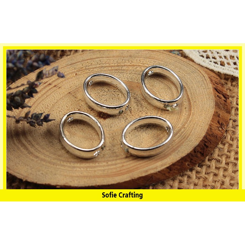 25 Buah Ring Oval Plastik 14 x 10 mm Silver M44 Sofie Crafting