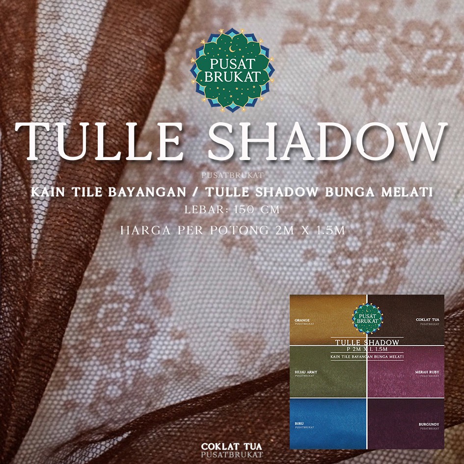 [Harga per 2m x 1.4m] KAIN TILE MOTIF / TULLE SHADOW  BERMOTIF JASMINE FLOWER / TILE BAYANGAN BUNGA MELATI