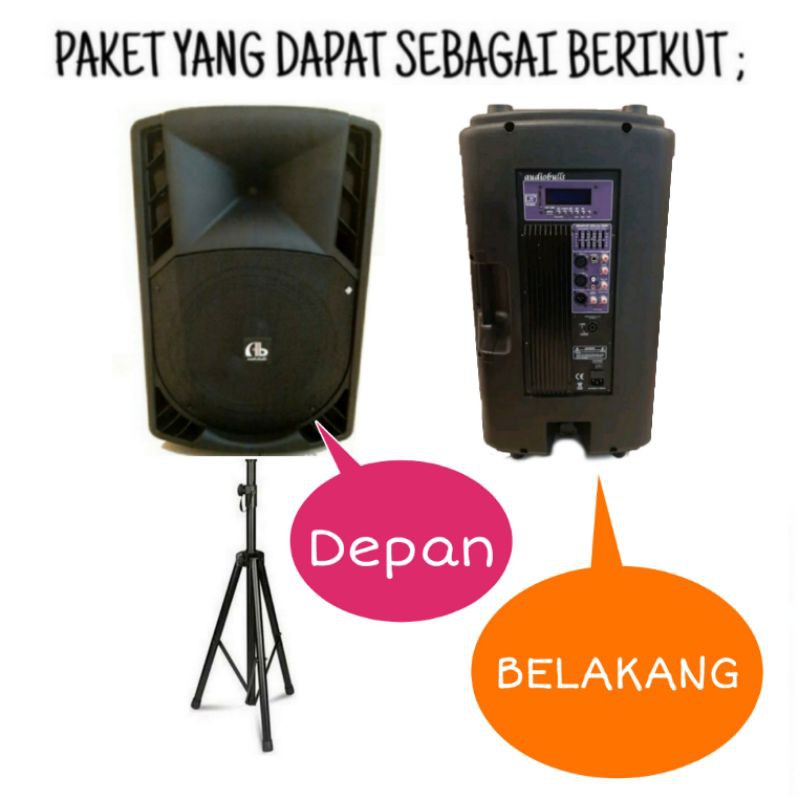 Paket Speaker Aktif AB Audiobulls 15 Inch Mic Wireless 2 Handheld