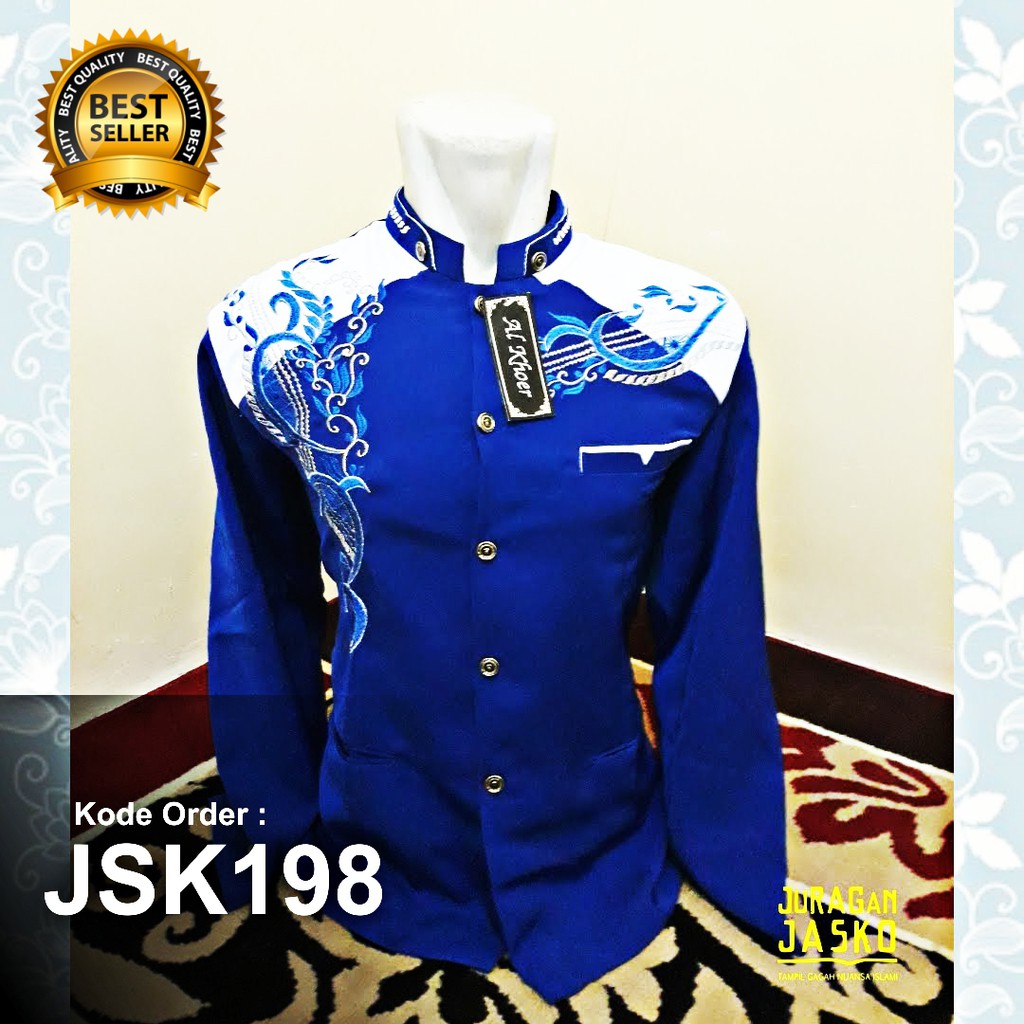 jasko biru kombinasi putih bordir terlaris