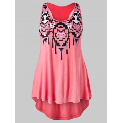 Plus Size Racerback Tribal Print Women Tank Top