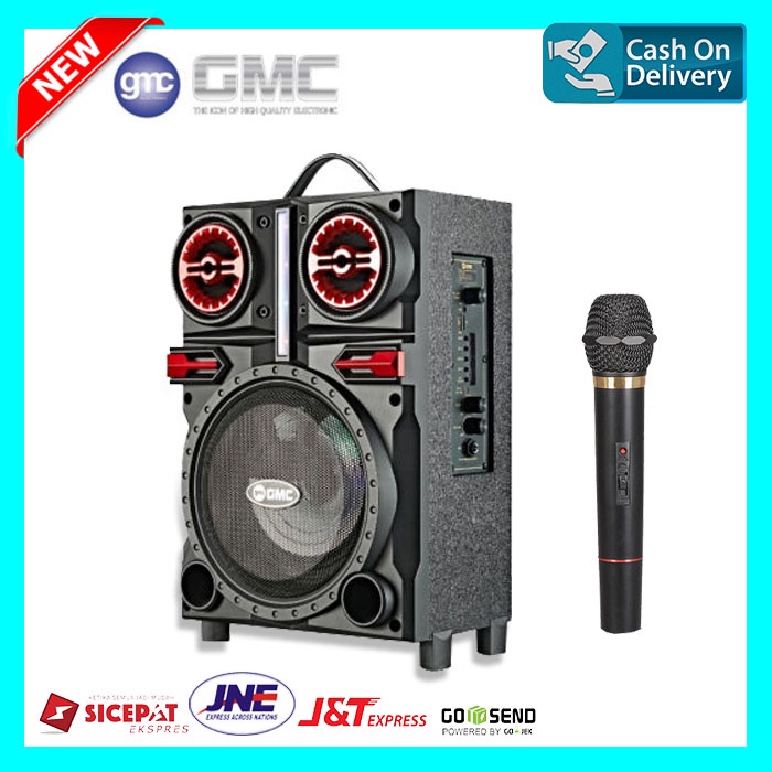 Speaker Aktif Portable GMC 8inch 897H /897R / Speker Bluetooth Karaoke Free Mic