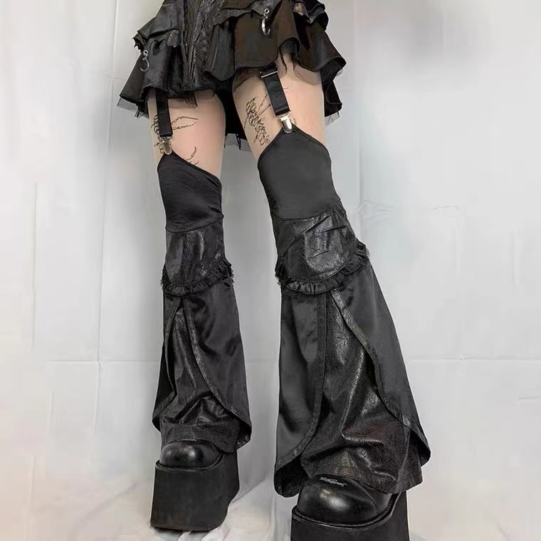 Women Leather Gothic Patchwork Long Pants 8486 (S/M/L)