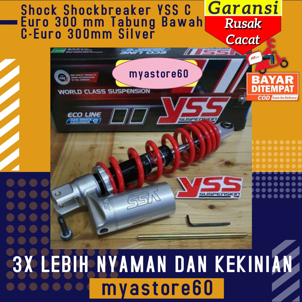 Shock Shockbreaker Shockbreker YSS C Euro 300 mm Tabung Bawah C-Euro 300mm Silver Universal Matic