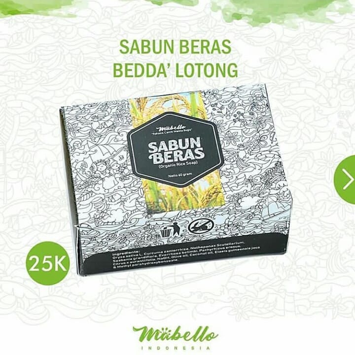 Sabun Herbal Beras Hitam Mabello Sabun Wajah Bedda Lotong Mencerahkan Wajah Mengatasi Jerawat Komedo Flek HItam M1