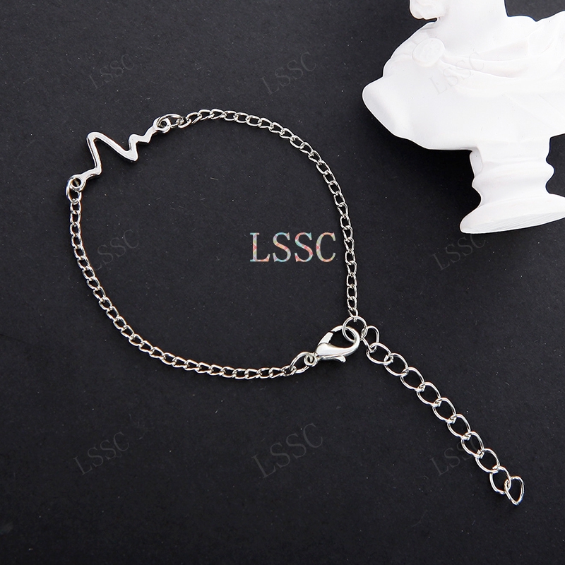 2021 Mode Korea Elektrokardiogram Gelang Ukuran Disesuaikan Pria / Wanita Pasangan Bangle Bracelet