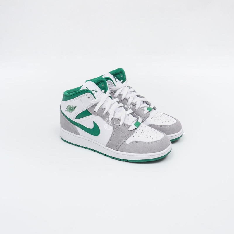 Air Jordan 1 Mid Grey Green GS Women