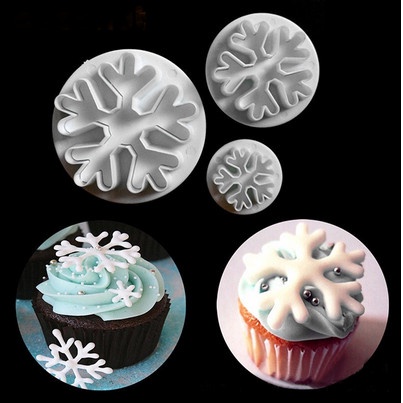 Fondant Plunger Cutter - Cetakan Fondant Snowflakes #02 (3pcs)