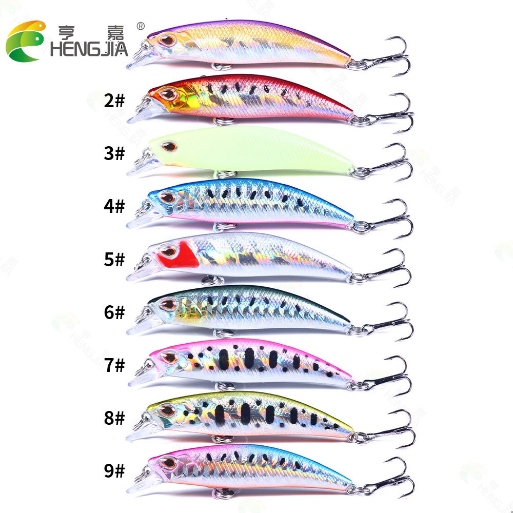 HENGJIA 9PCS 6.5g 6.8cm New Sinking Minnow Umpan Pancing Swimbait Fishing Lure Ikan Bass Bait Kail Tackle