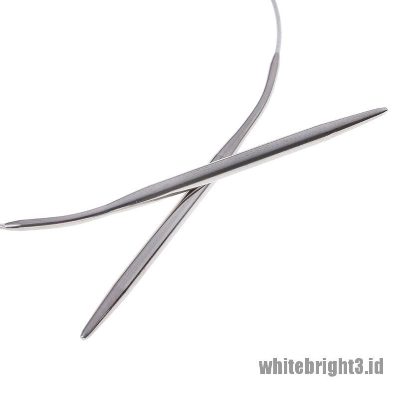 ❤White3 Warna Putih❤ 11pcs / set Jarum Jahit Rajut Dengan Bentuk Bulat Dan Bahan stainless Steel Ukuran 43 / 65 / 80cm