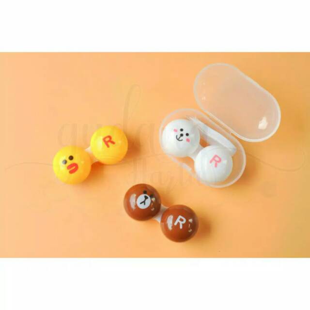 TEMPAT SOFTLENS KARAKTER Mini Line Baears doraemon / wadah softlens / kotak softlens