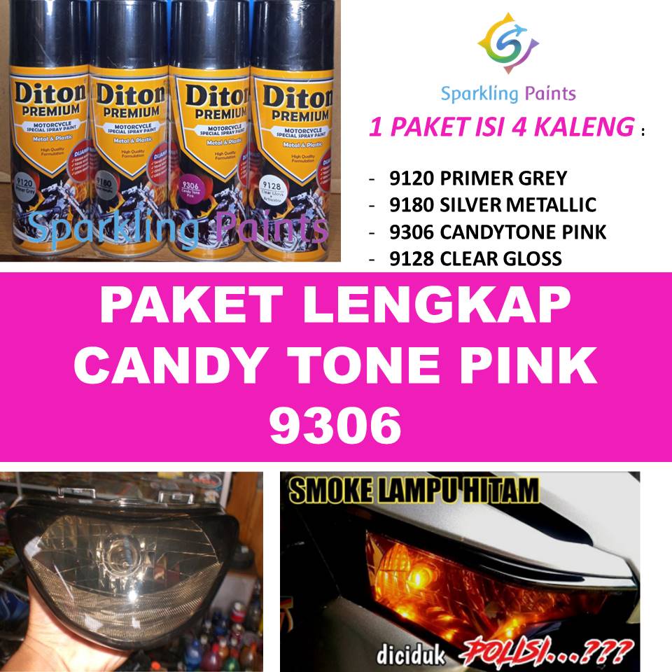 PAKET LENGKAP 9306 Candy Tone Pink Cat Pilox Diton Premium 400ml warna cendi Kendy Ping Pink pylox