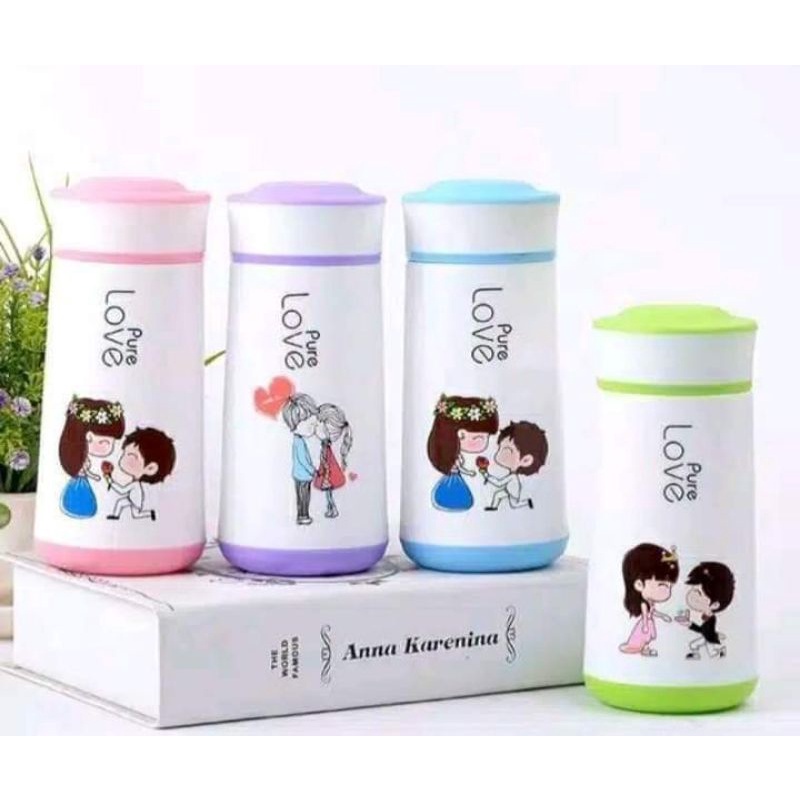 [BISA COD] Botol minum mini / tumble pure love mini / botol air minum kaca 300ml