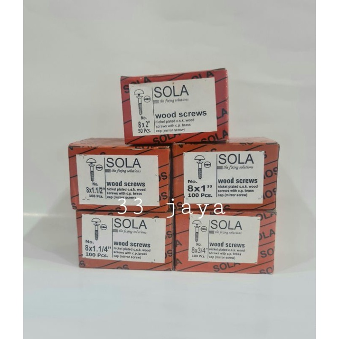 [Per KOTAK] Skrup Kaca SOLA Ukuran (8x1", 8x3/4", 8x1 1/4", 8x1 1/2", 8x2")