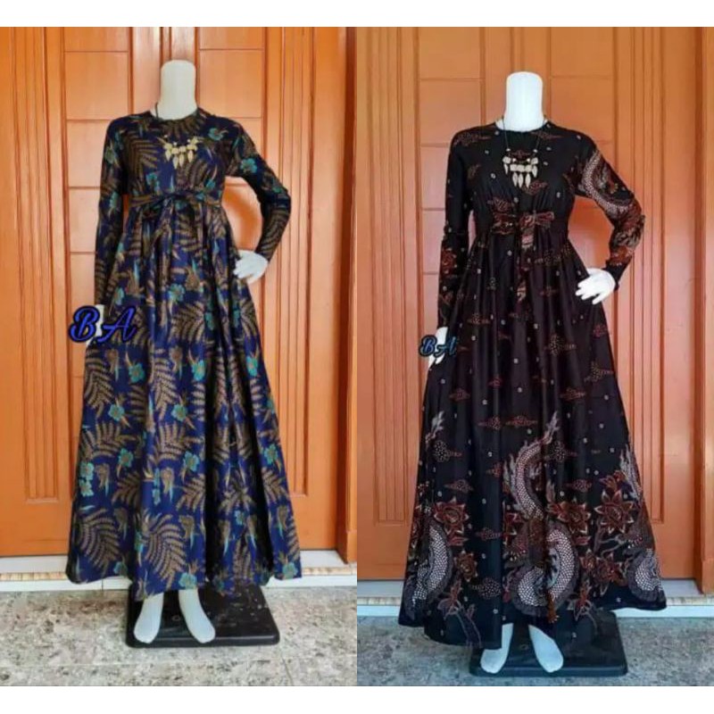 Gamis Batik Sriwedari Busui Frendly Maxi Bumil All Size Ld 104