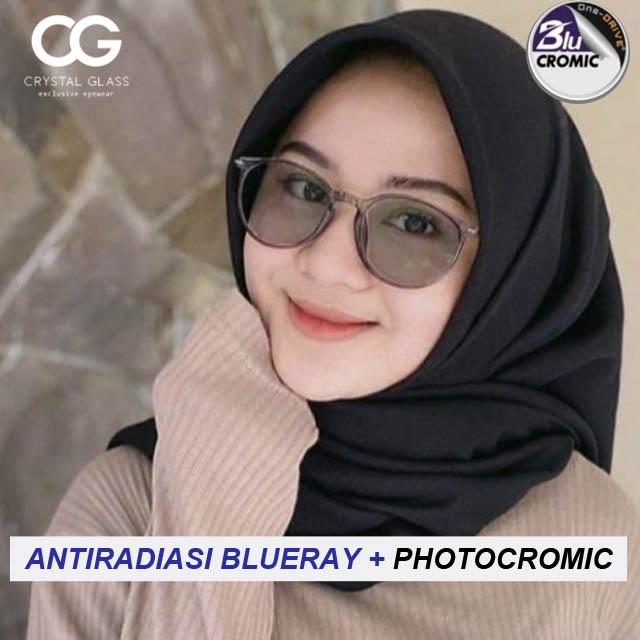 Kacamata Bulat Photocromic Blueray Terbaru Bisa Minus Baca Cylinder Free Lensa ixoora