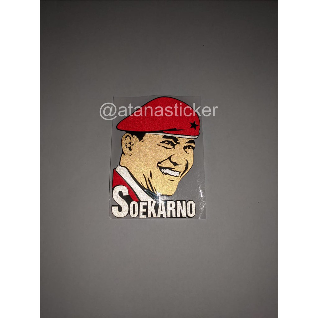 Stiker Cutting Soekarno Baret Merah 6x8,5cm Nyala Reflective Scotlite Fosfor