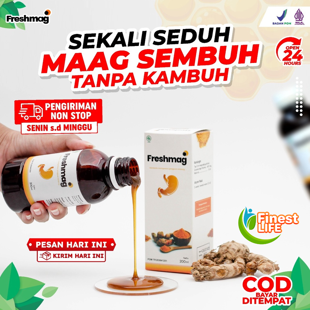 Freshmag Madu - Atasi Sakit Maag Mual Asam Lambung Nyeri Ulu Hati Normalkan Masalah Pencernaan Gerd Gastric Acid Perut Freshmah Fresmah Fresmag FresMak Ekstrak Kunyit Kurkumin Madu Asli Herbal Promag Mylanta Milanta